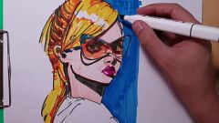 Putar Kopik Markers Delight: Sexy Milf Sketch in Lingerie Fetish Art