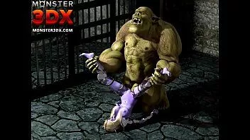 Redare Fată elf futută anal de un căpcăun puternic. 3d hentai