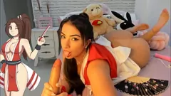 Reproducir Mai Shiranui en Juego Hentai: Orgasmo Duro con Hitachi en Cosplay