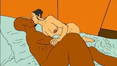 تشغيل الأبنوس أنيمي امرأة مشاكسة يحصل مسمر من قبل العامل الماهر المحلي