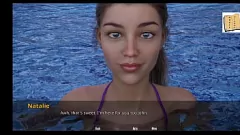 再生 3D 熟女レイチェルのセクシーな水着での露骨なゲームプレイ
