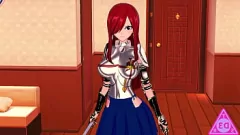 Играть Koikatsu: встреча с нецензурным хвостом Нацу и Эрзы - интенсивная ручная суть, минет и cumshot