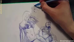 Play Hot Teen Artist Goes Wild with Ballpoint Pen and Erotic Art