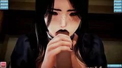 Afspelen 3d Goth Catgirl Maid aanbidt Master's Monster Cock met orale service