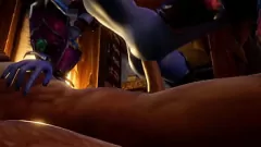 再生 人間と夜のエルフが交代で巨大チンポに跨るワイルドな変態三人組